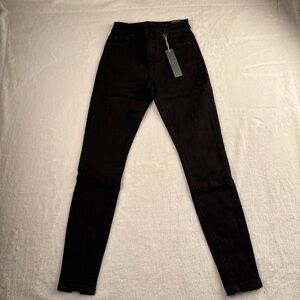 Trash High Rise Skinny Jeans‎ Black Premium Denim Collection Split Hem